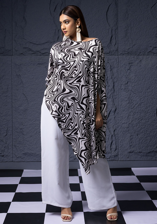 ANITTA BLACK & WHITE SATIN TOP